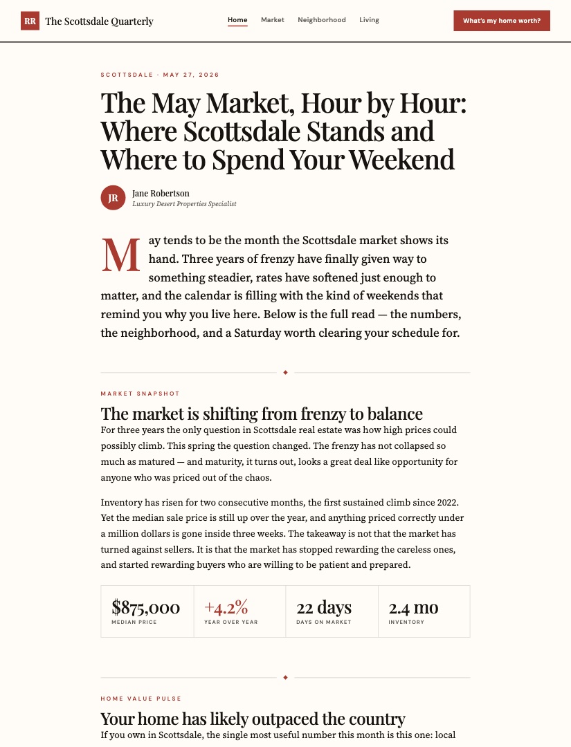 A letter's own web page, with the What's-my-home-worth form