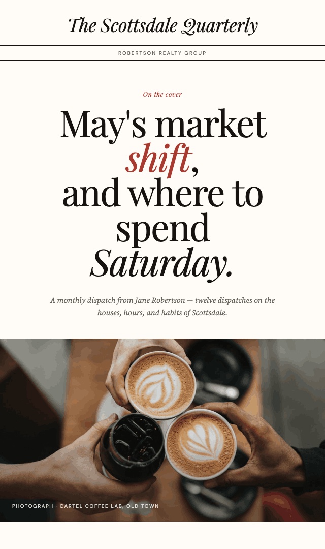 The same email in the Magazine Editorial design