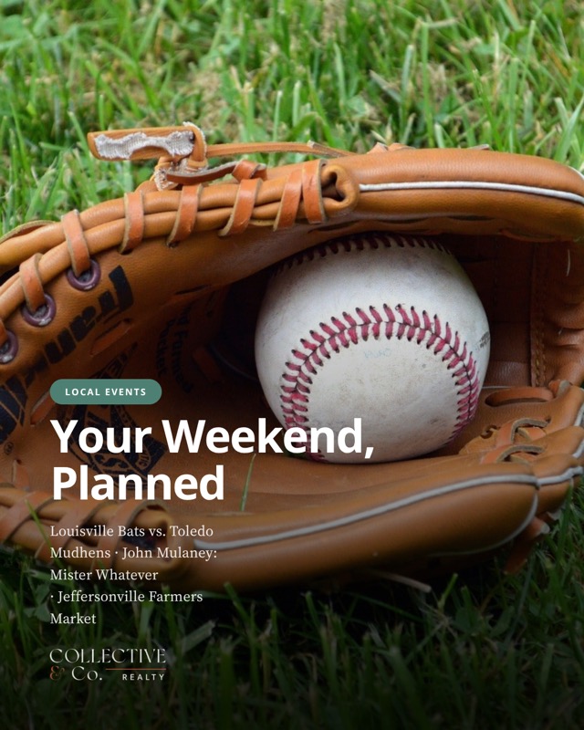Real Social Studio card: a baseball glove photo titled Your Weekend, Planned with this week's local events